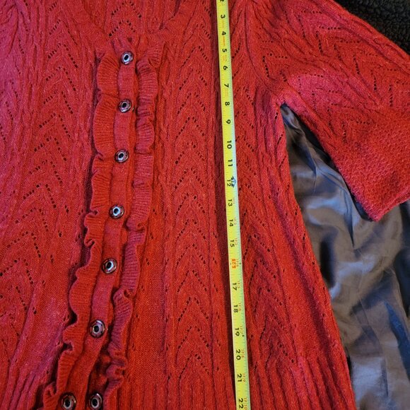 Vintage Orange-Red pointelle cardigan sweater from Anthropologie (approx M) - Picture 11 of 12